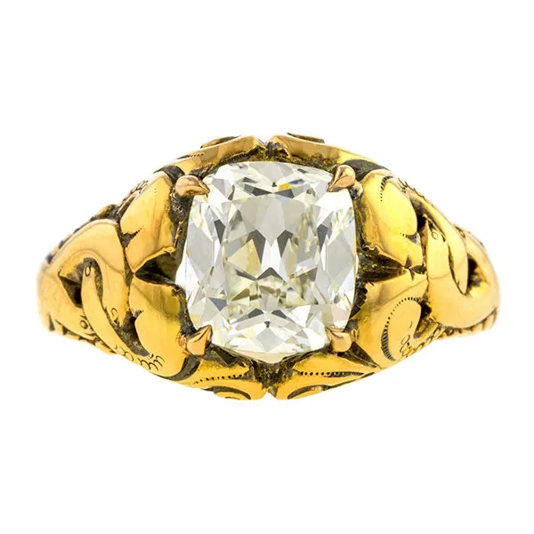 Victorian Diamond Engagement Ring, Cushion 2.05ct