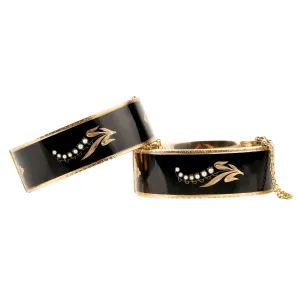 Victorian Era Black Enamel Bangle Set