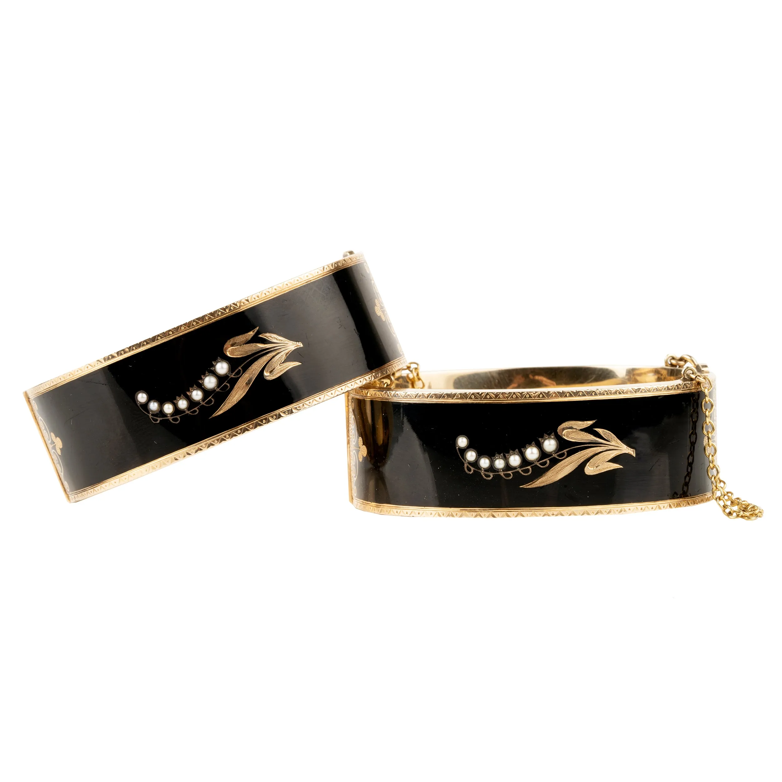 Victorian Era Black Enamel Bangle Set