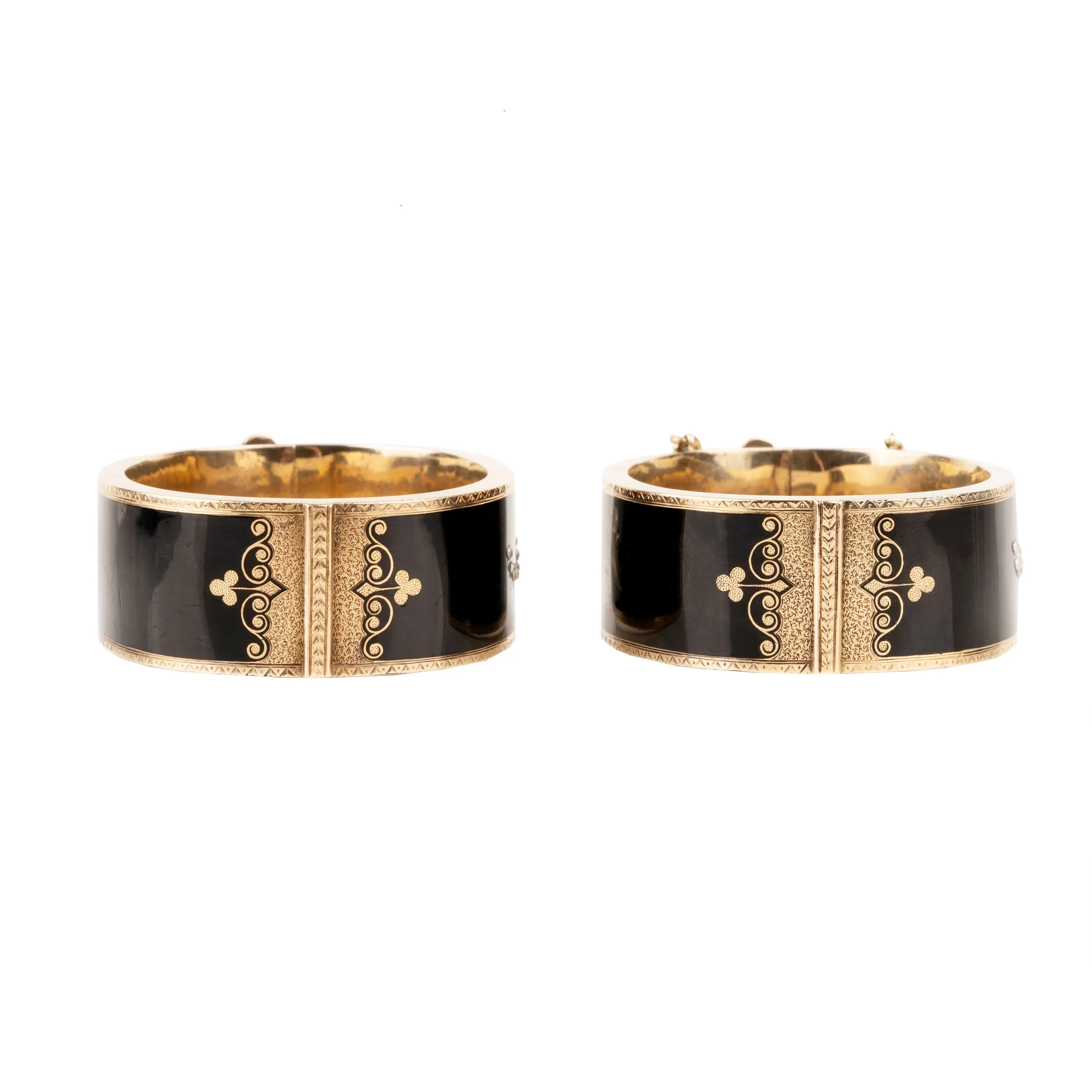 Victorian Era Black Enamel Bangle Set