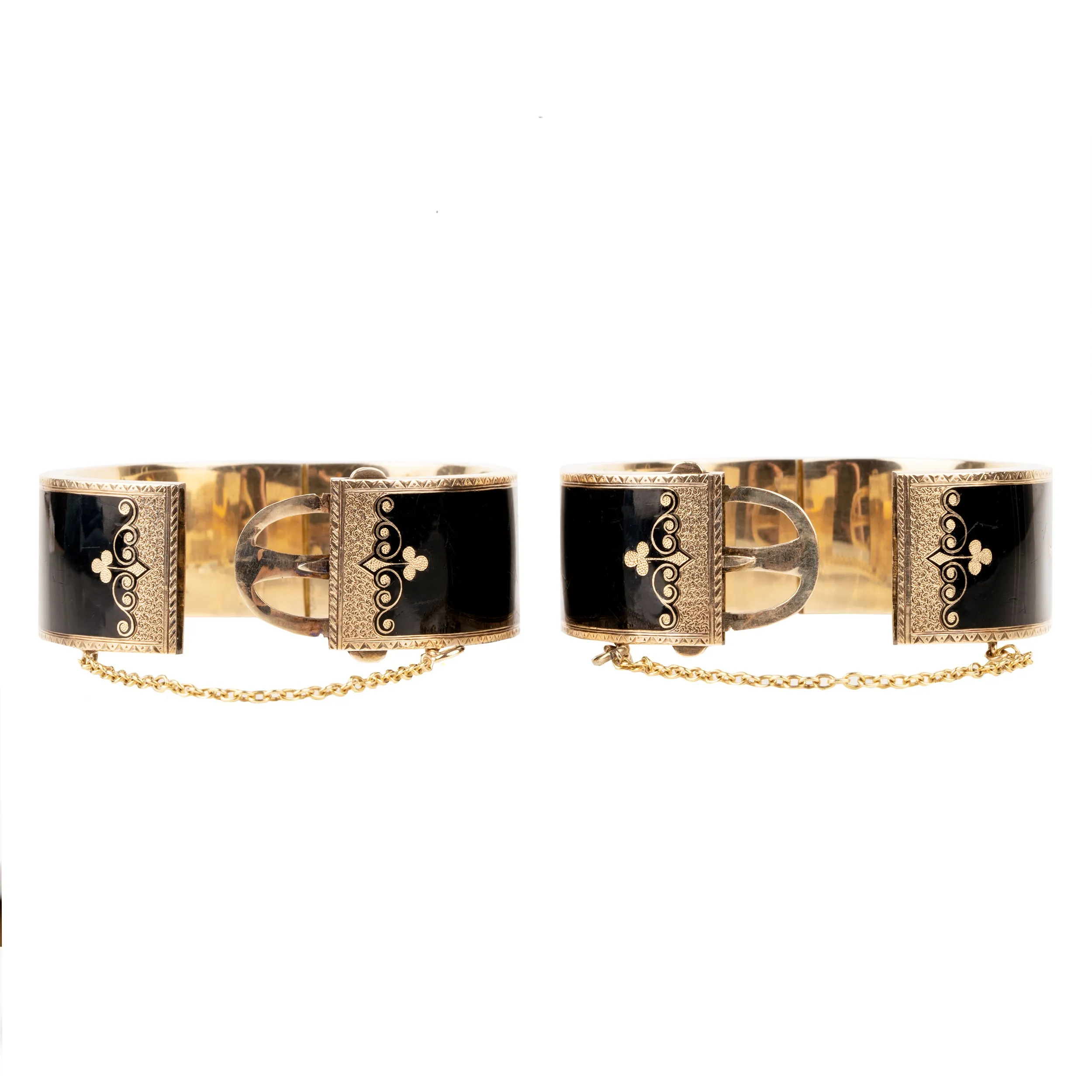 Victorian Era Black Enamel Bangle Set