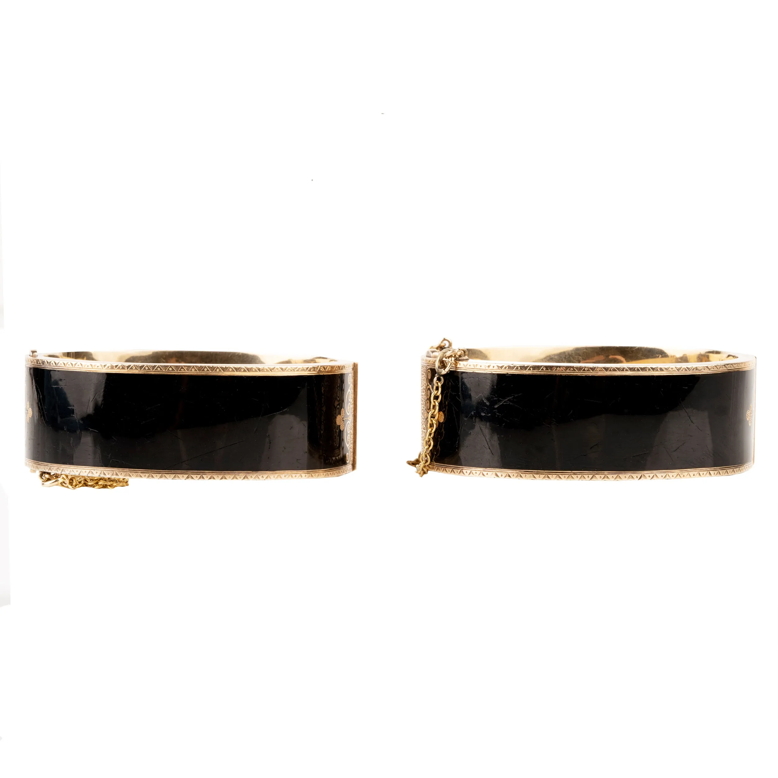 Victorian Era Black Enamel Bangle Set