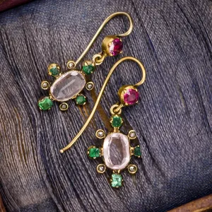 Victorian Rock Crystal Compass Points Earrings
