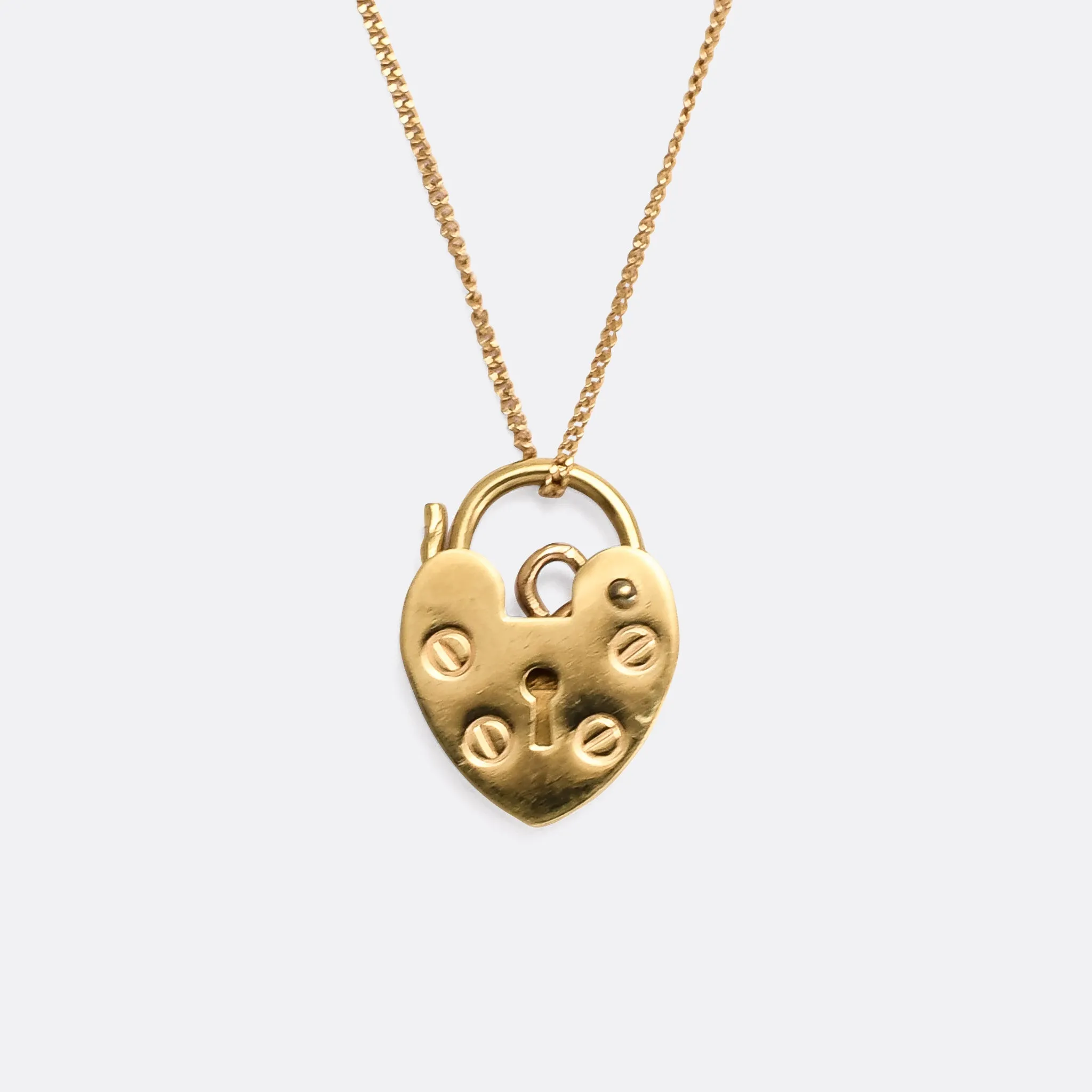Vintage 9k Gold Heart Padlock Pendant