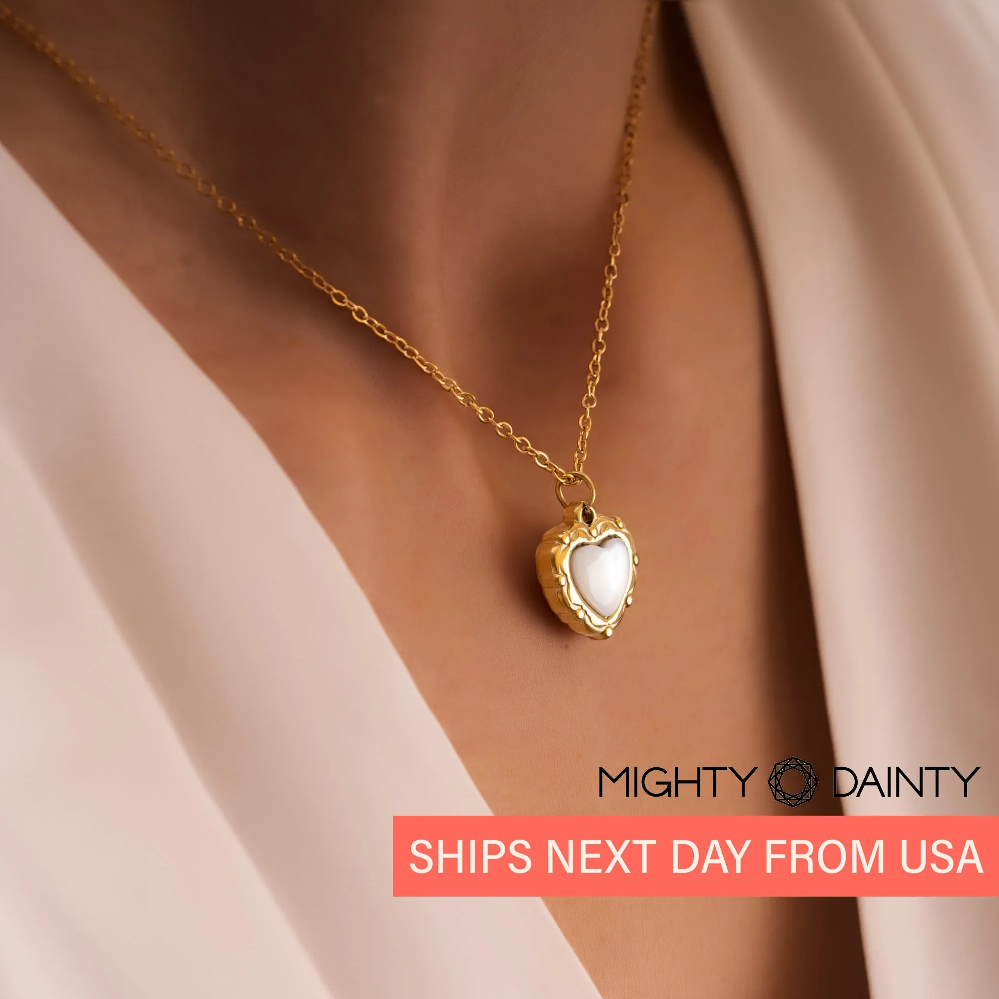 Vintage Heart Shell Necklace