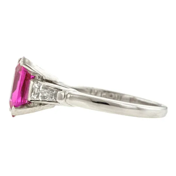 Vintage Pink Sapphire & Diamond Ring