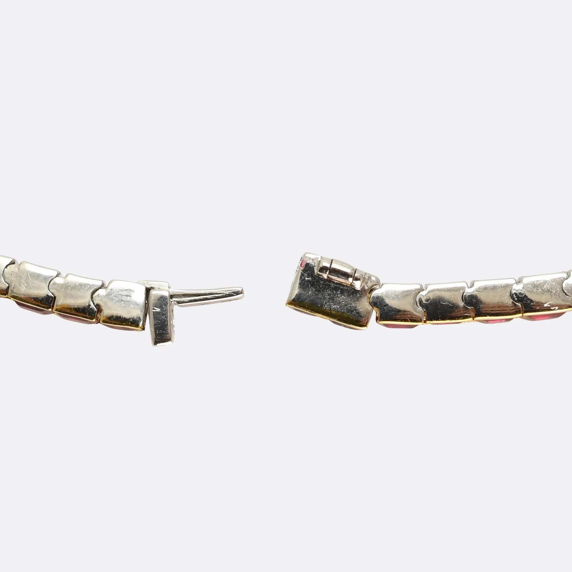 Vintage Ruby & Diamond Flower Line Bracelet