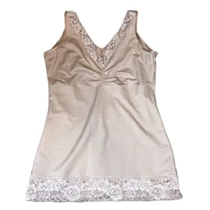 Vintage Ruby Ribbon Shapewear Lace Trim Camisole Size 34 Beige Control Top