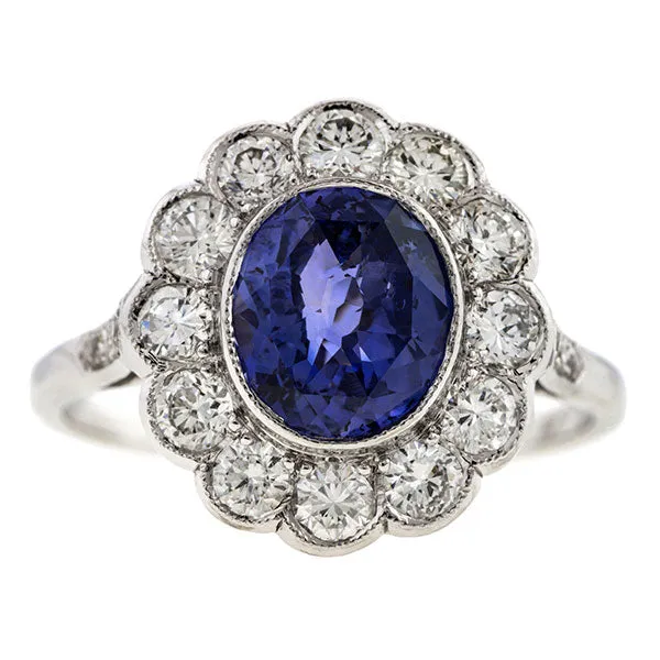Vintage Sapphire & Diamond Engagement Ring