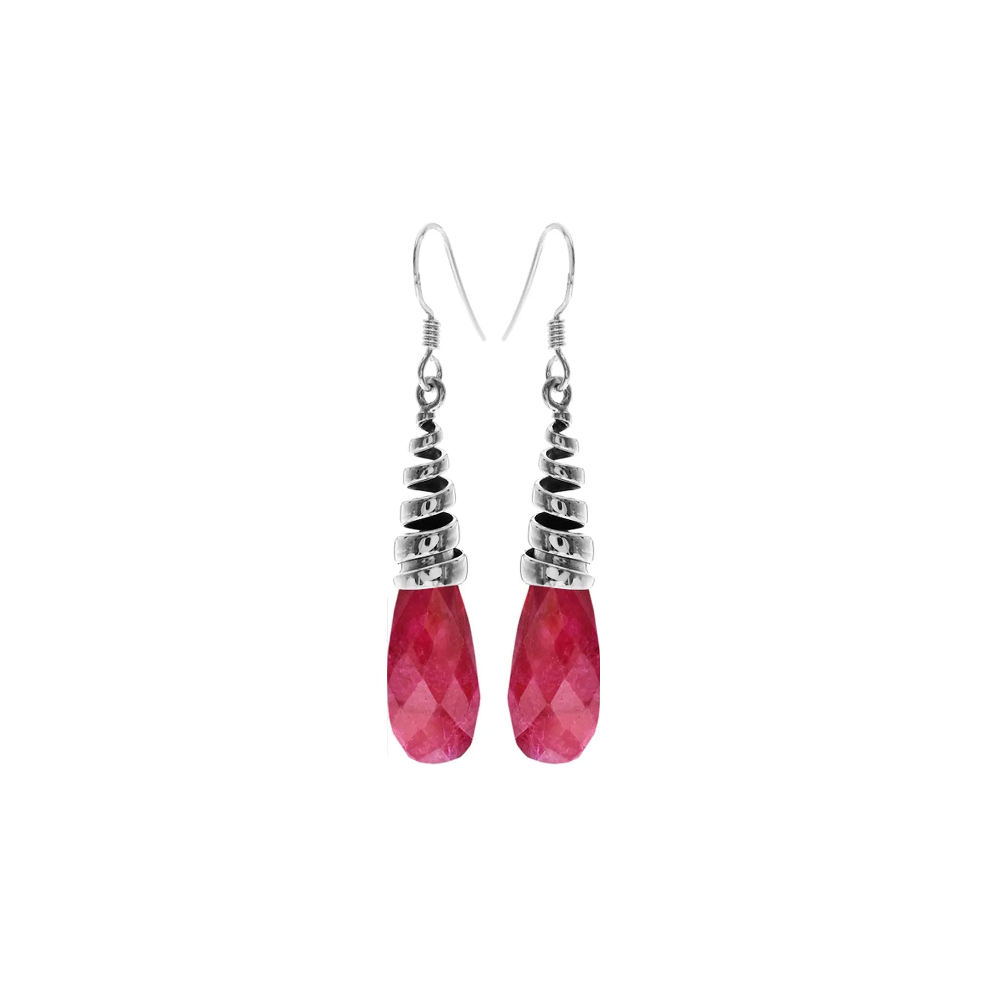 Viola briolette ruby quartz coiled top earrings