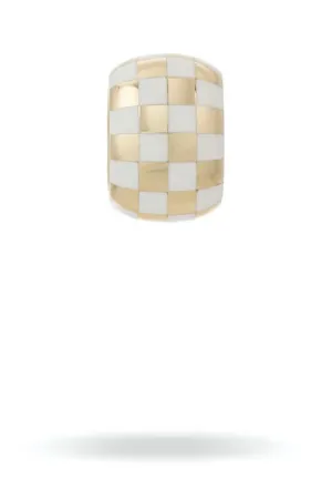 White Ceramic Checkerboard Big Bead