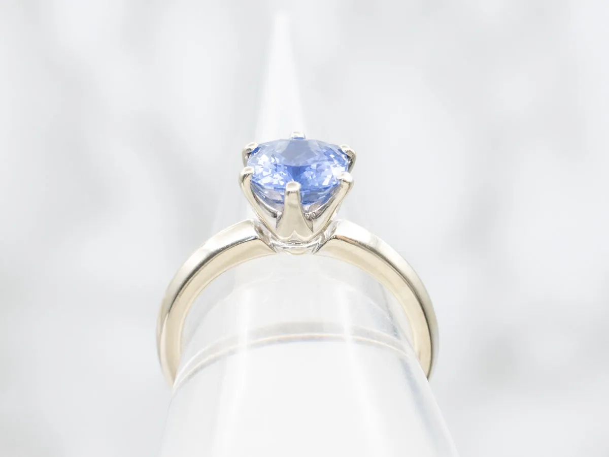 White Gold Cushion-Cut Sapphire Solitaire Ring