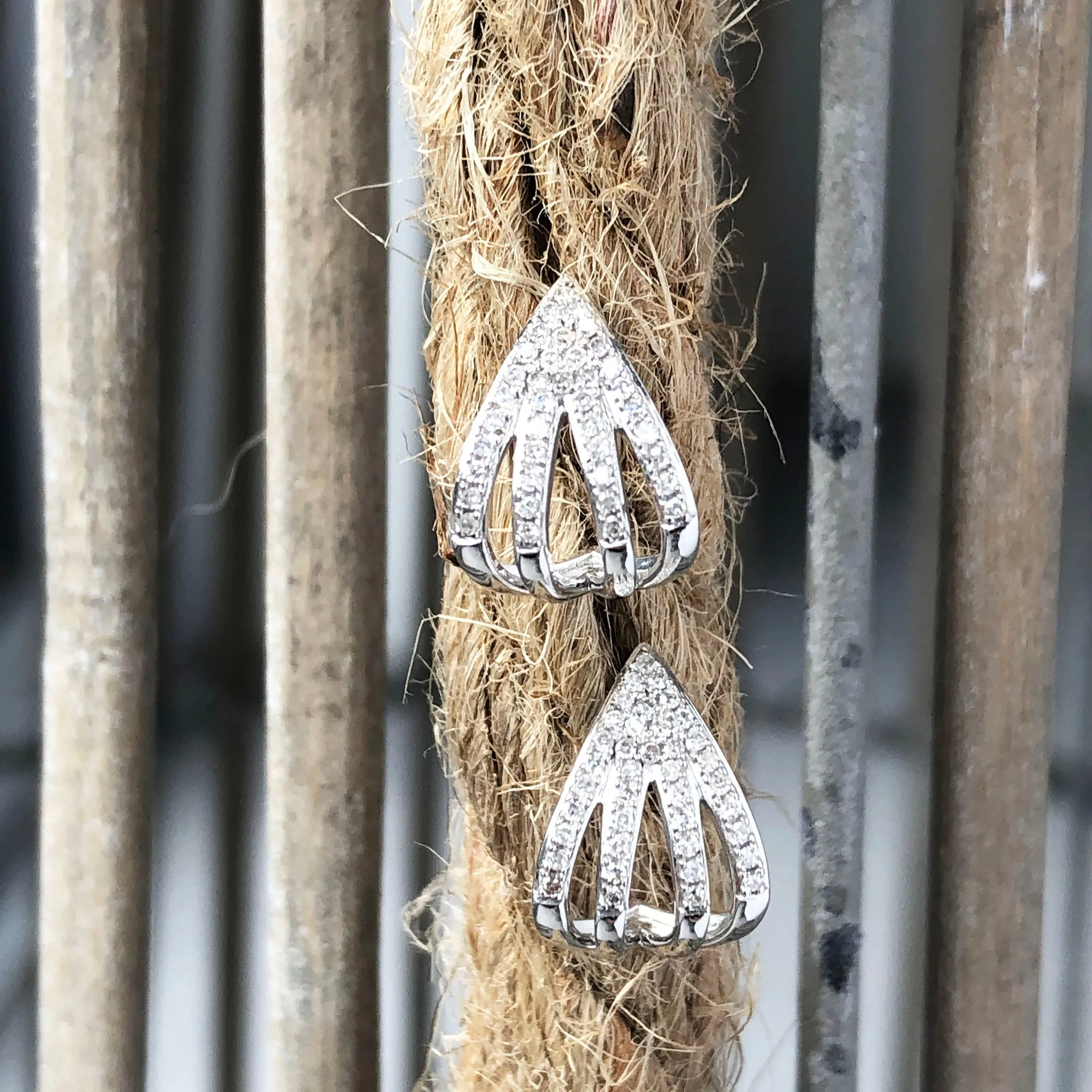 White Gold Split Leaf Diamond Earrings