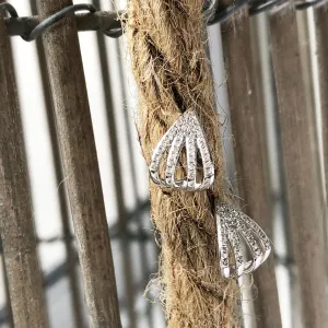 White Gold Split Leaf Diamond Earrings