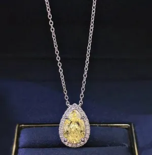 Womens Diamond Necklace | Yellow Diamond Necklace | Teardrop Necklace | Pear Shape Necklace | Womens Charm Necklace | Teardrop Pendant