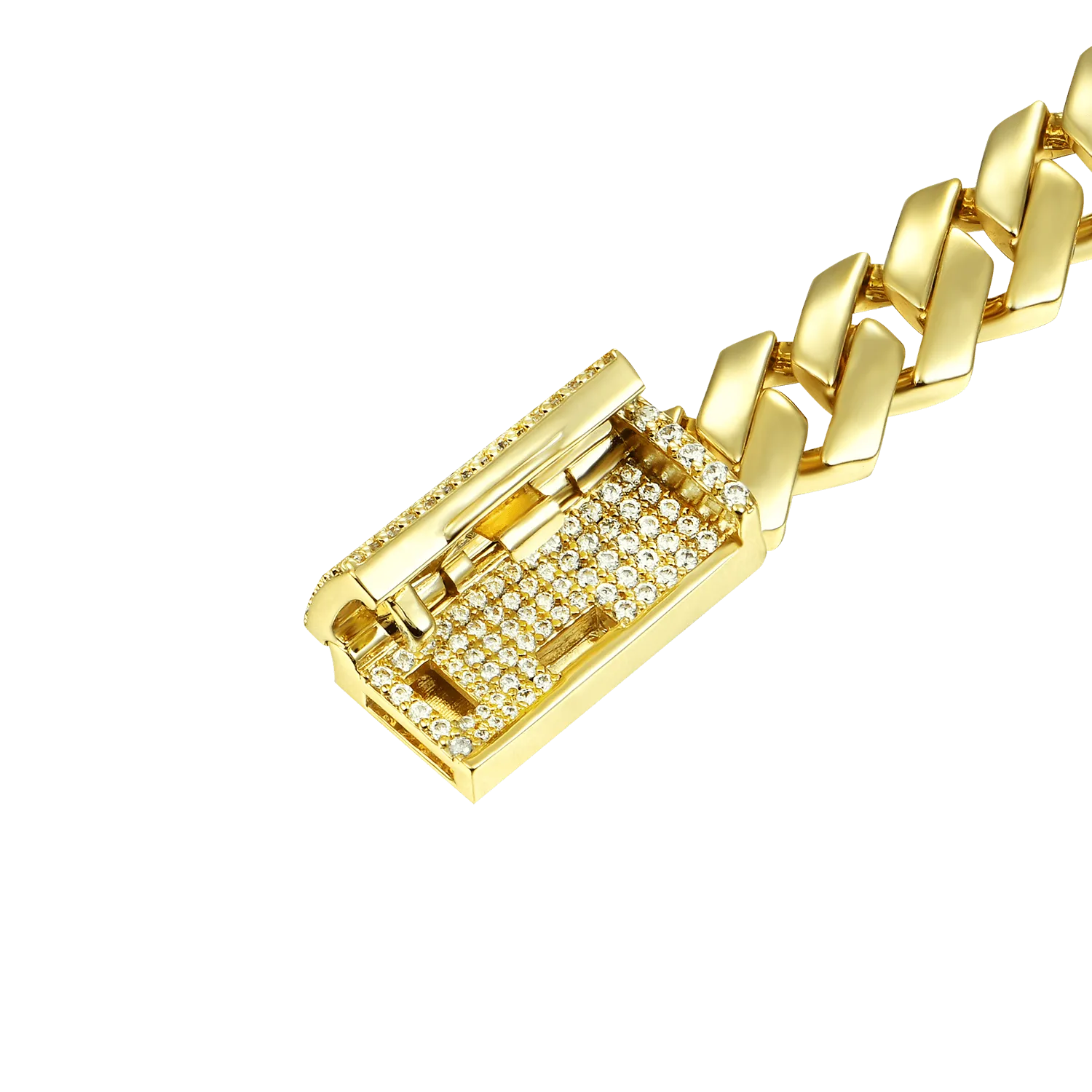 Women's Plain Gold Prong Cuban Link Bracelet - 10mm