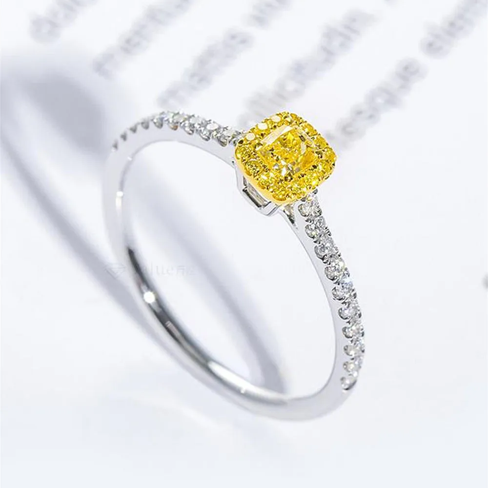 Yellow Diamond Halo Engagement Ring