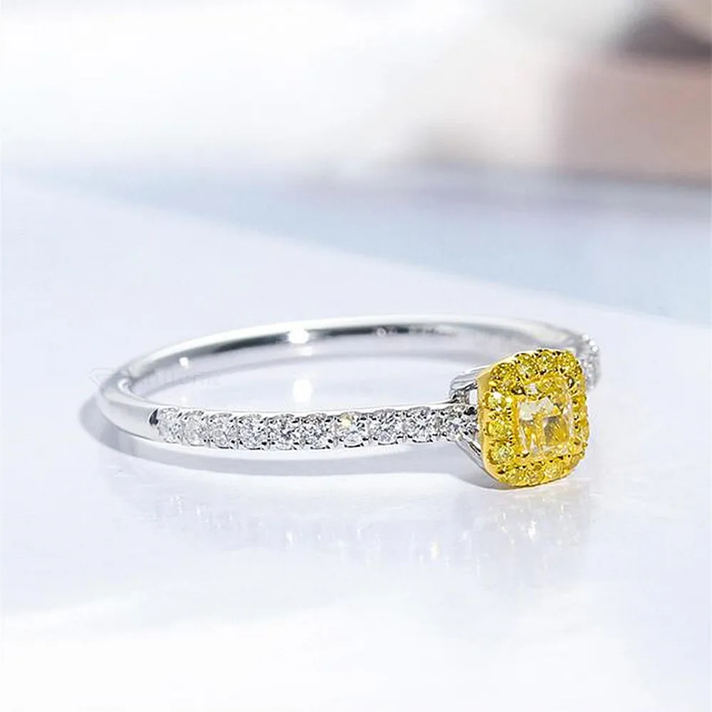 Yellow Diamond Halo Engagement Ring