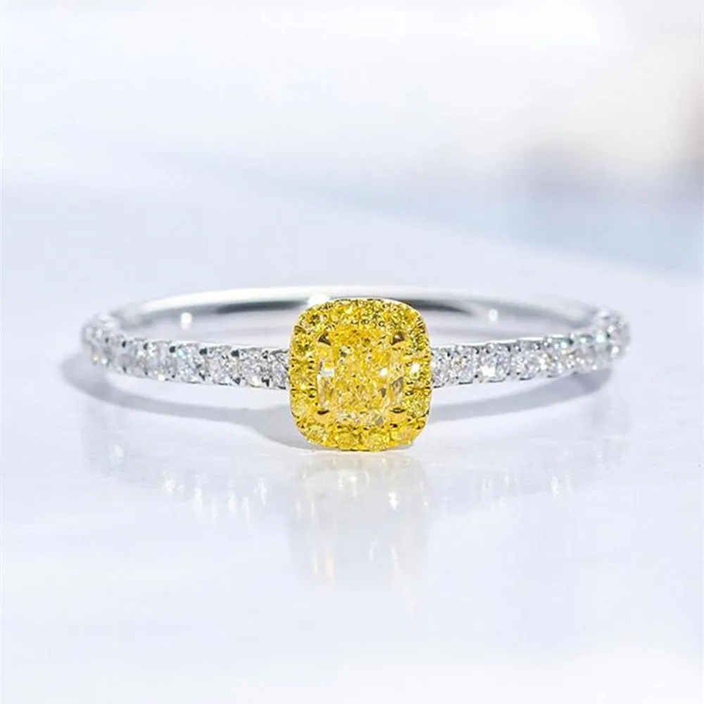 Yellow Diamond Halo Engagement Ring
