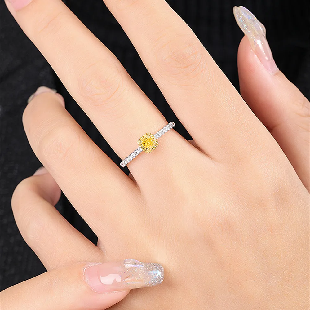 Yellow Diamond Halo Engagement Ring
