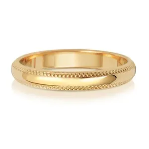 Yellow Gold Court Wedding Ring With Milgrain Edge