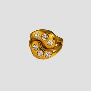 Ying Yang Gemstone 18k Gold Ring