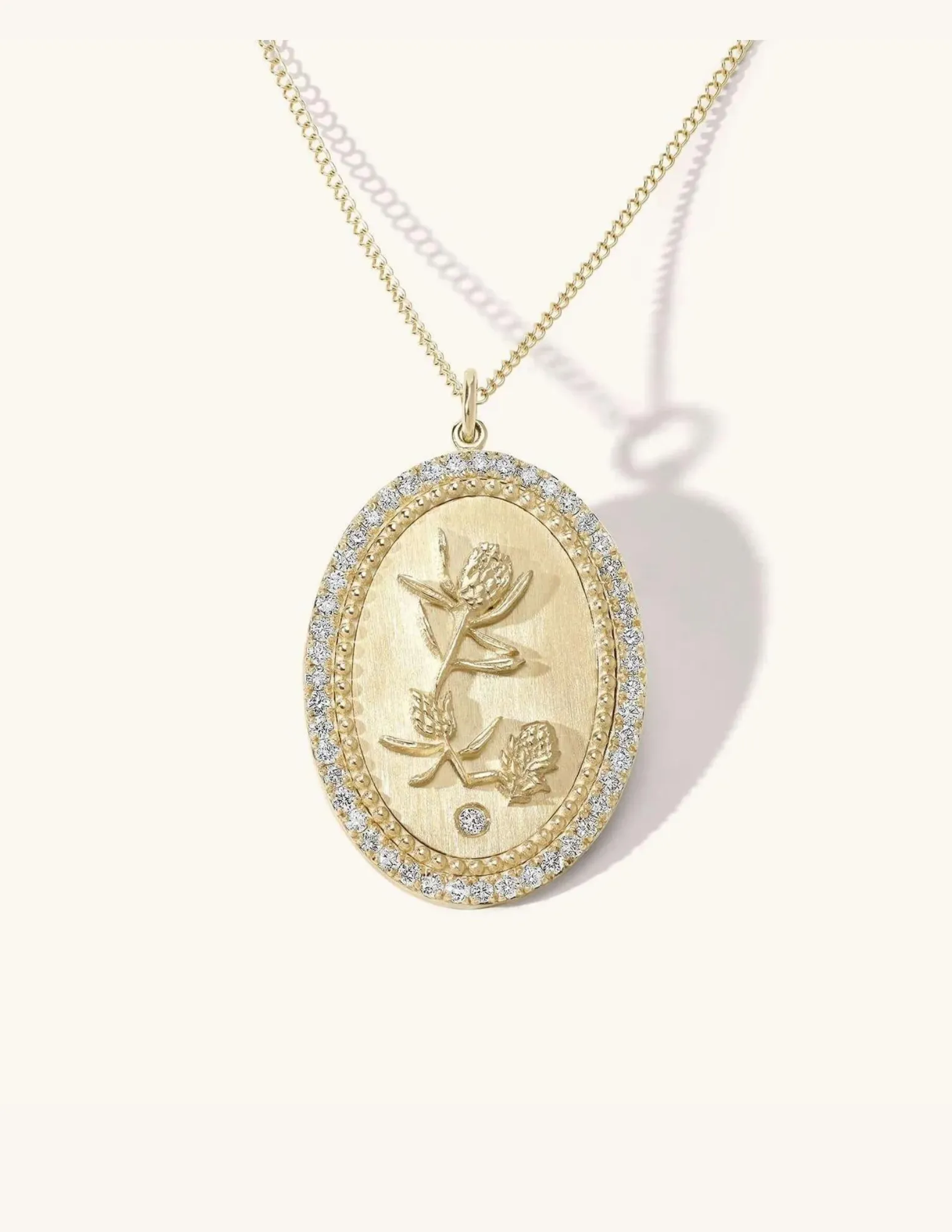 Zahava Heirlooms Diamond Halo Protea Medium Token Necklace