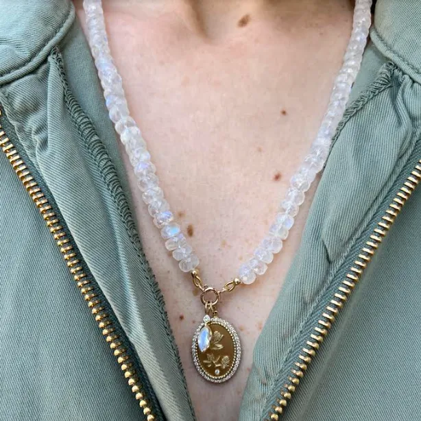Zahava Heirlooms Diamond Halo Protea Medium Token Necklace
