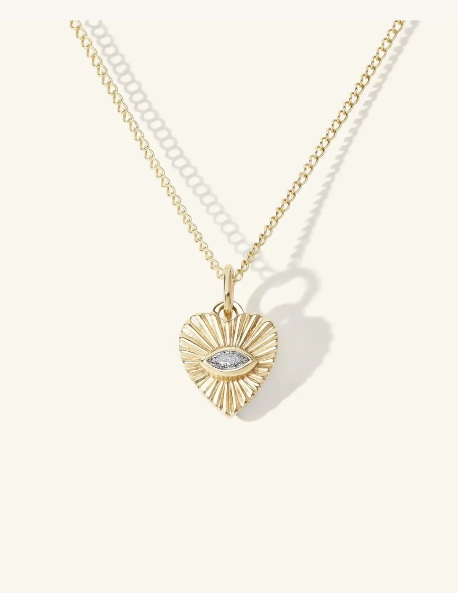 Zahava Heirlooms Mini Diamond Sunbeam Heart Necklace