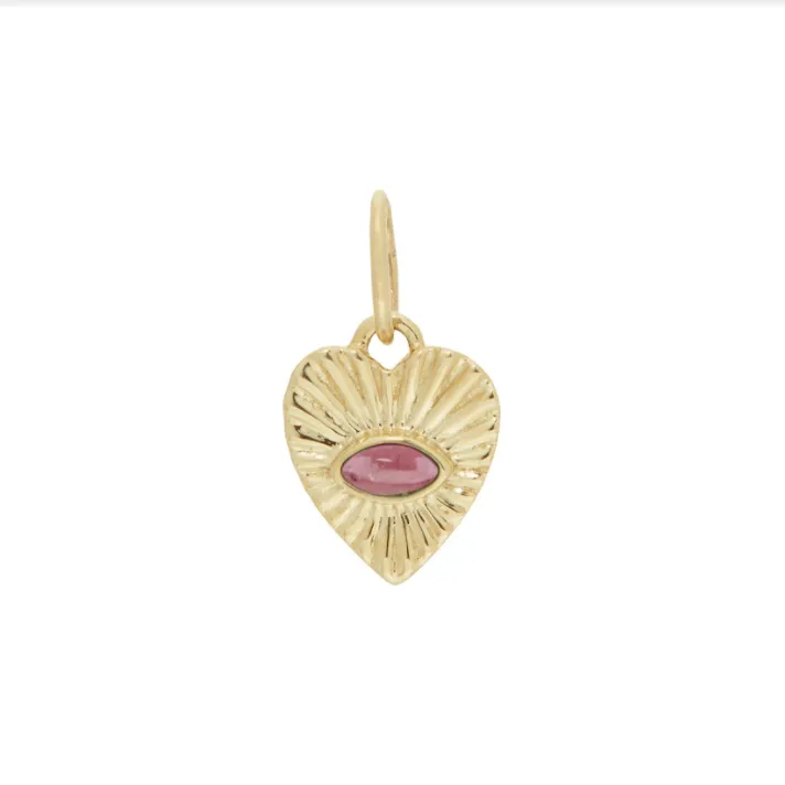 Zahava Heirlooms Mini Pink Tourmaline Sunbeam Heart Necklace