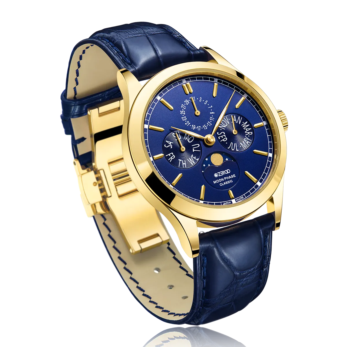 ZEROO C1 CLASSIC MOON PHASEQUARTZ WATCH FOR GENTS - ZC001GBL
