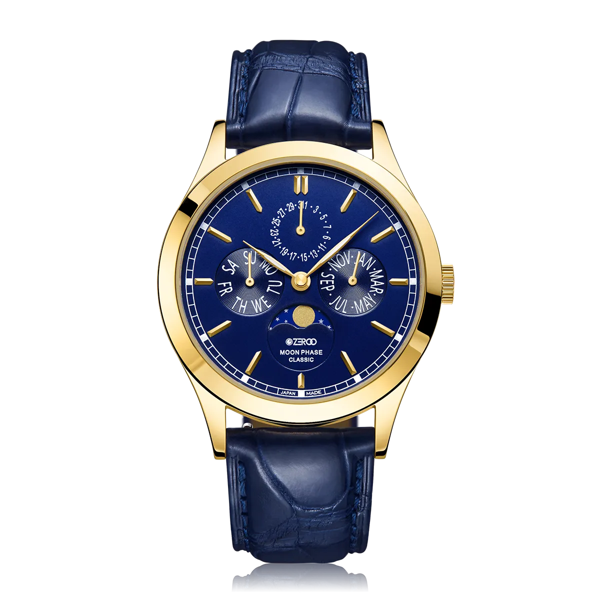 ZEROO C1 CLASSIC MOON PHASEQUARTZ WATCH FOR GENTS - ZC001GBL