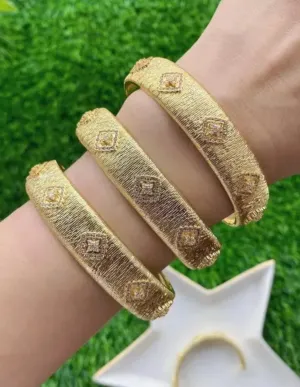 Zirconite satin gold open Bangle Bracelet. 835B101