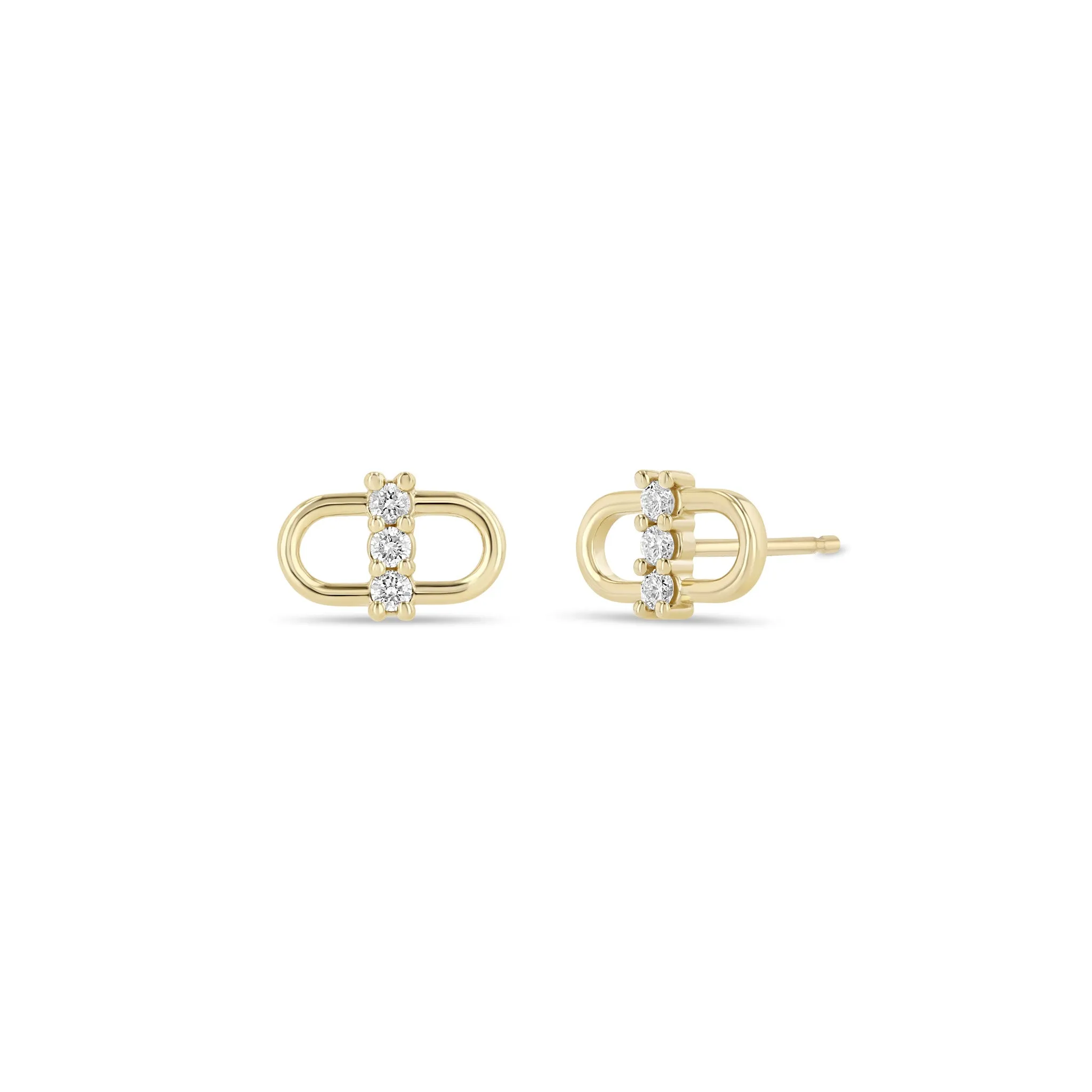 Zoë Chicco 14k Yellow Gold Link Diamond Stud Earrings